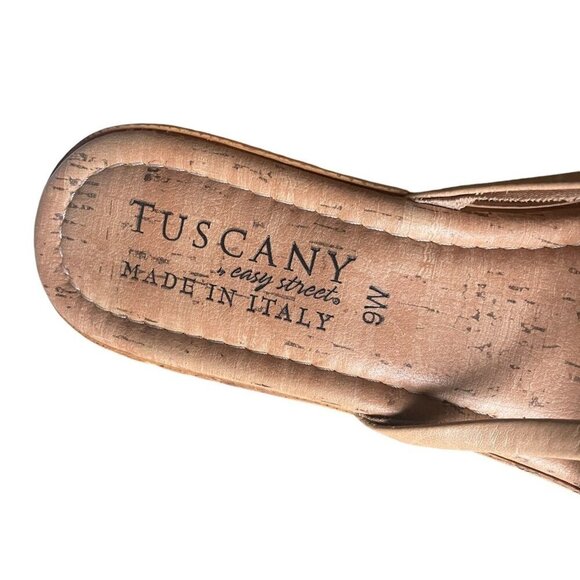 Tuscany Easy Street Italian Wedge Sandal Women Sz 9W Cork Straw Beach Italy Heel - Picture 2 of 8